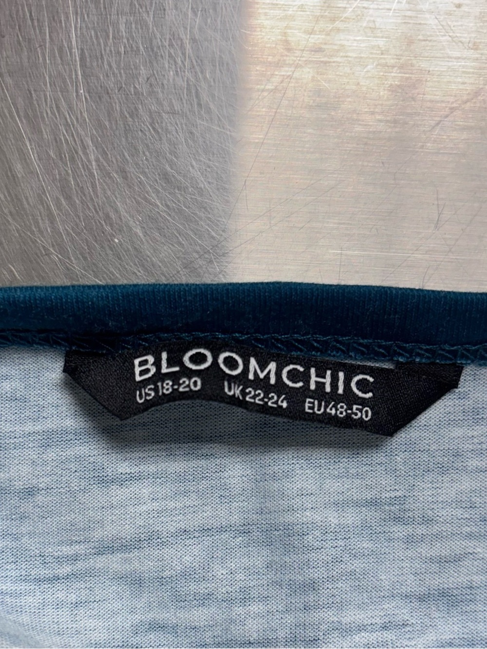 BloomChic Teal White Striped Henley Tunic Top Plus Size 18/20 - Picture 3 of 8